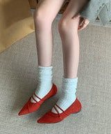 ストラップデザインポインテッドトゥフラットシューズ