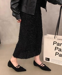 ストラップデザインポインテッドトゥフラットシューズ