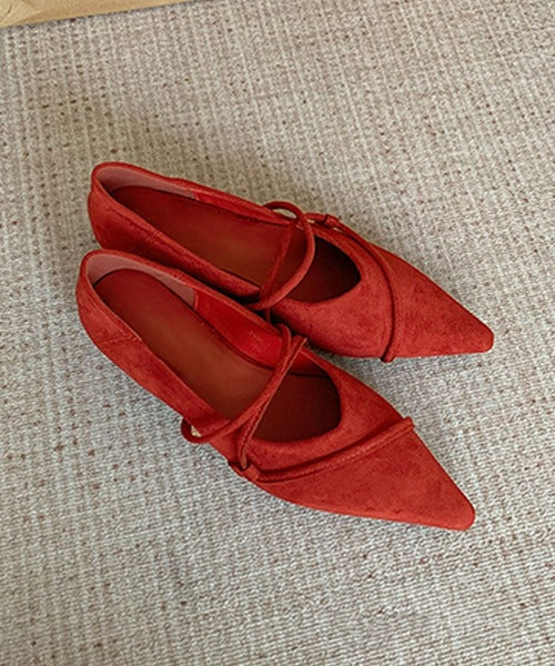 ストラップデザインポインテッドトゥフラットシューズ