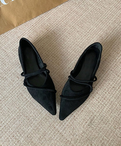 ストラップデザインポインテッドトゥフラットシューズ