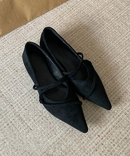 ストラップデザインポインテッドトゥフラットシューズ