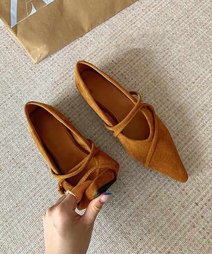 ストラップデザインポインテッドトゥフラットシューズ