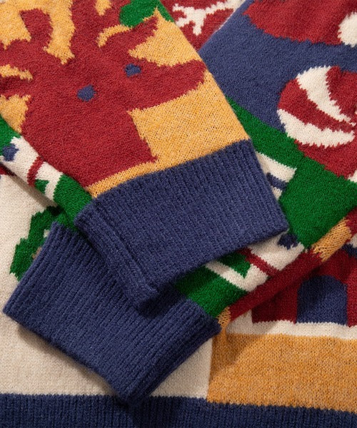 HOOK -original-　厚手パッチワーククリスマスニットプルオーバー