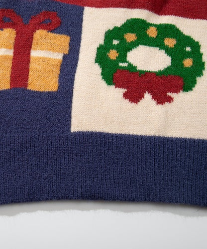 HOOK -original-　厚手パッチワーククリスマスニットプルオーバー