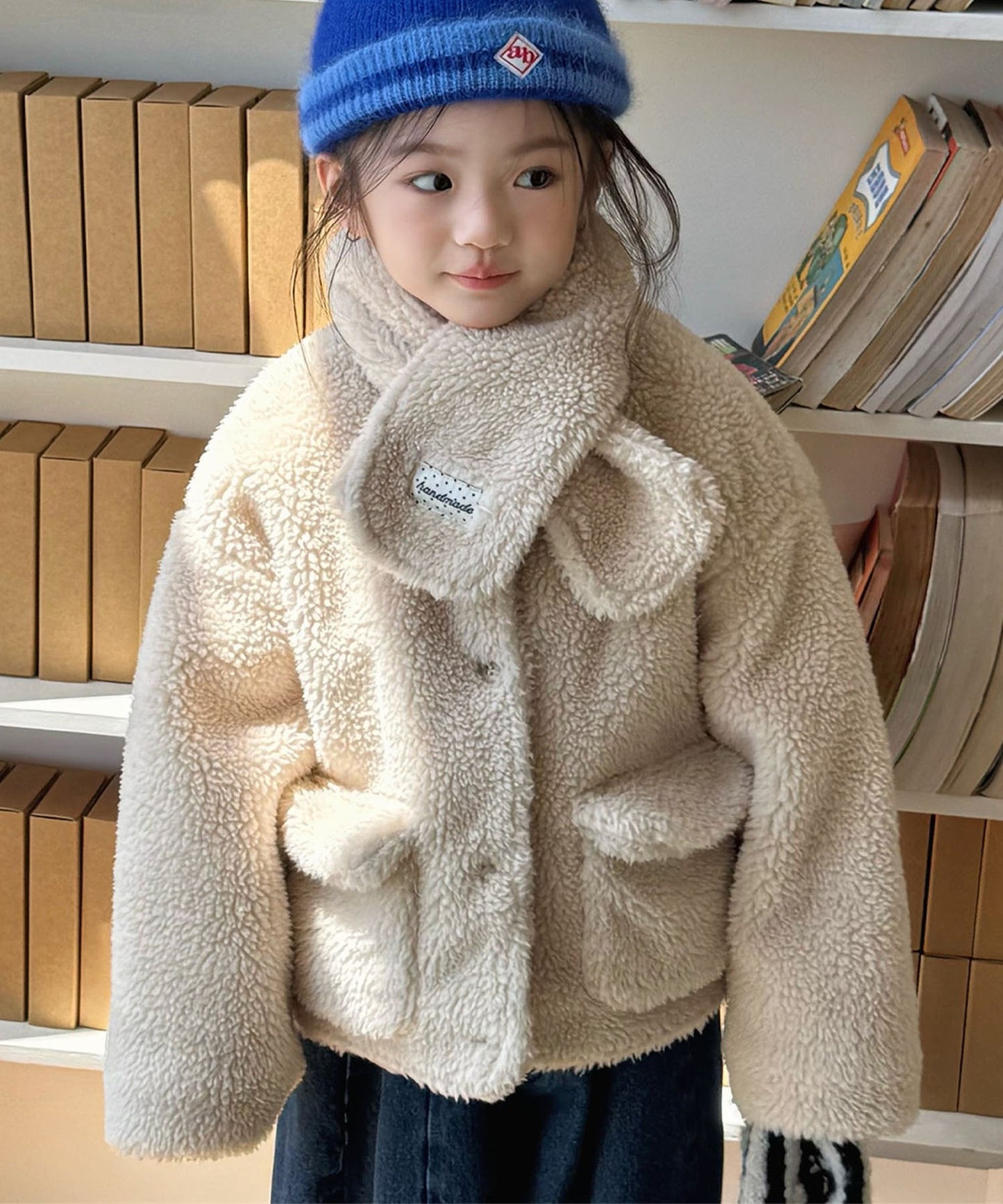 【aimoha-KIDS-】キッズ　ふわもこボリュームボアジャケット