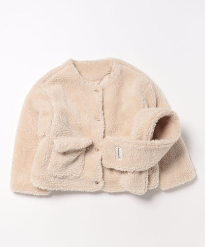 【aimoha-KIDS-】キッズ　ふわもこボリュームボアジャケット