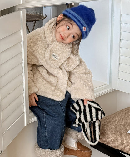 【aimoha-KIDS-】キッズ　ふわもこボリュームボアジャケット