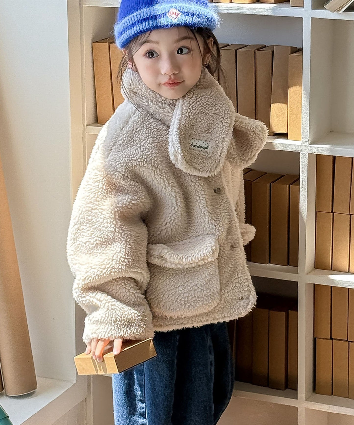 【aimoha-KIDS-】キッズ　ふわもこボリュームボアジャケット