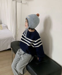 【aimoha-KIDS-】キッズ　ポンポン付きニットキャップ