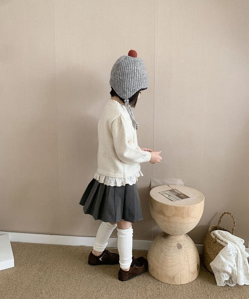 【aimoha-KIDS-】キッズ　ポンポン付きニットキャップ