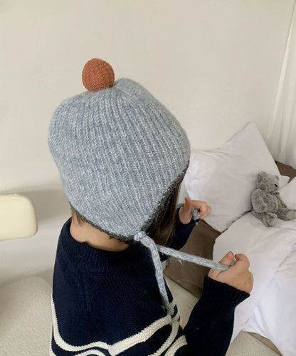 【aimoha-KIDS-】キッズ　ポンポン付きニットキャップ