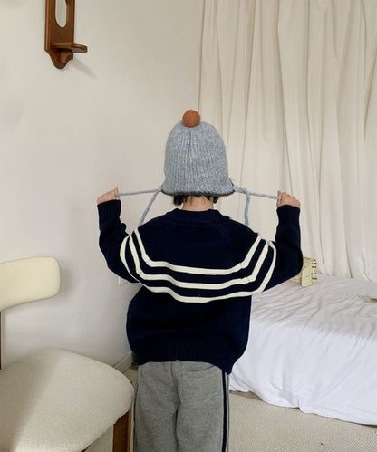 【aimoha-KIDS-】キッズ　ポンポン付きニットキャップ