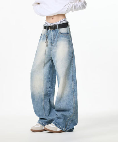 VINTAGE WASHED CURVED DENIM