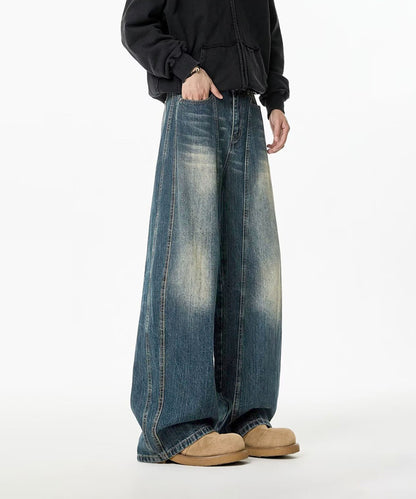 VINTAGE WASHED CURVED DENIM