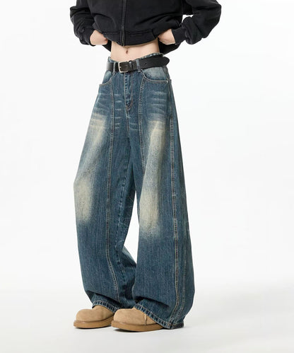 VINTAGE WASHED CURVED DENIM