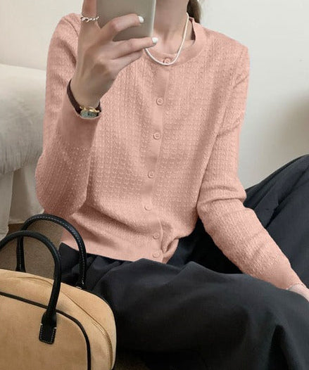 エアリータッチクルーネックニットカーディガン