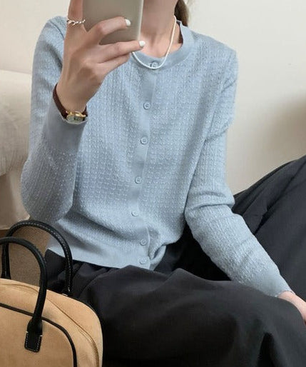 エアリータッチクルーネックニットカーディガン