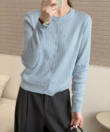エアリータッチクルーネックニットカーディガン