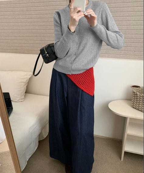 エアリータッチクルーネックニットカーディガン