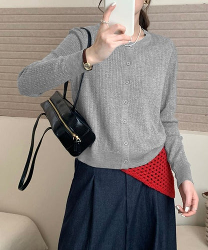 エアリータッチクルーネックニットカーディガン