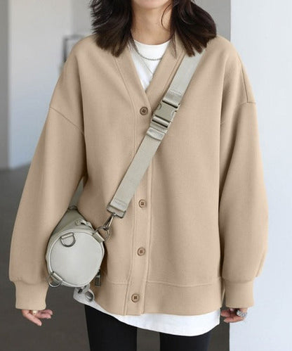 Vネックスウェットカーディガン