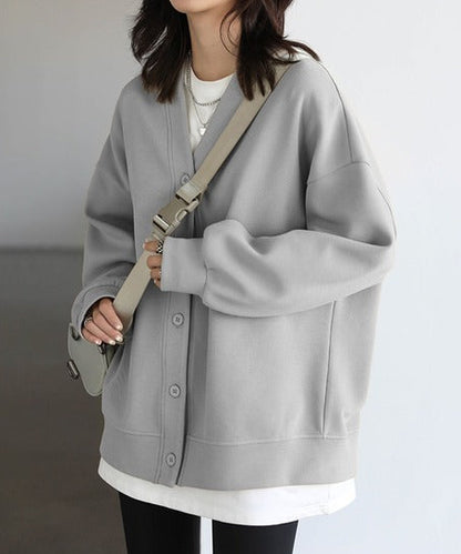 Vネックスウェットカーディガン