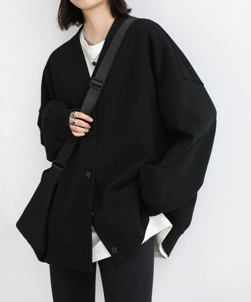 Vネックスウェットカーディガン