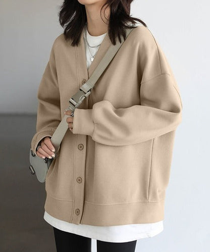 Vネックスウェットカーディガン