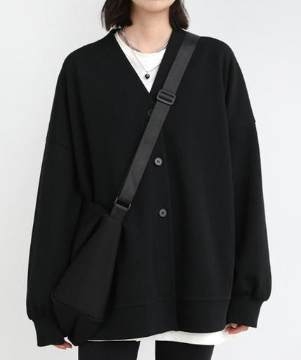 Vネックスウェットカーディガン