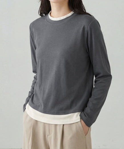 バイカラークルーネックニットプルオーバー