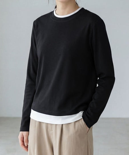 バイカラークルーネックニットプルオーバー