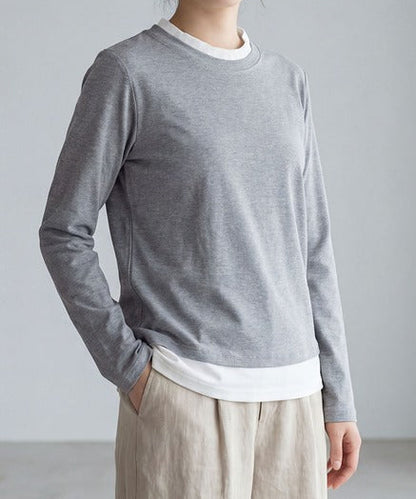 バイカラークルーネックニットプルオーバー