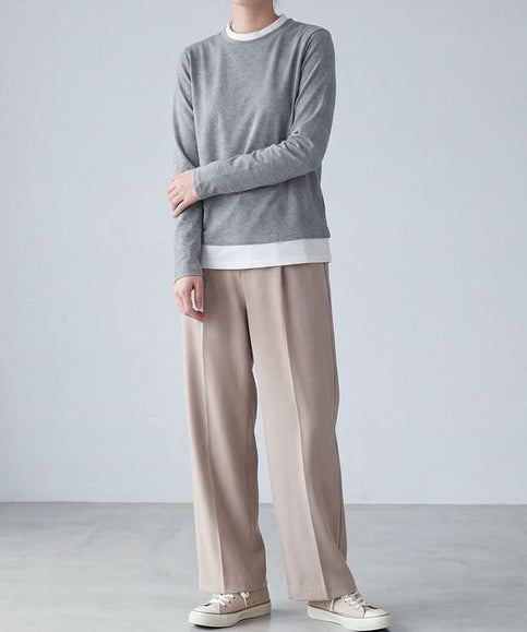 バイカラークルーネックニットプルオーバー