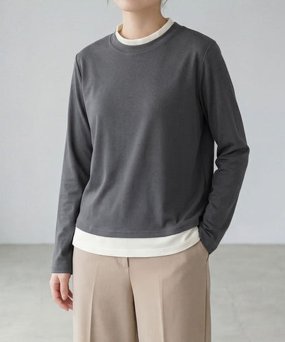 バイカラークルーネックニットプルオーバー