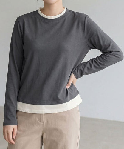 バイカラークルーネックニットプルオーバー