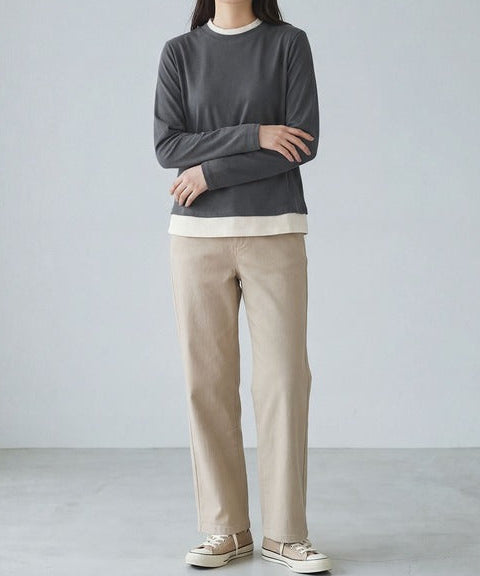 バイカラークルーネックニットプルオーバー