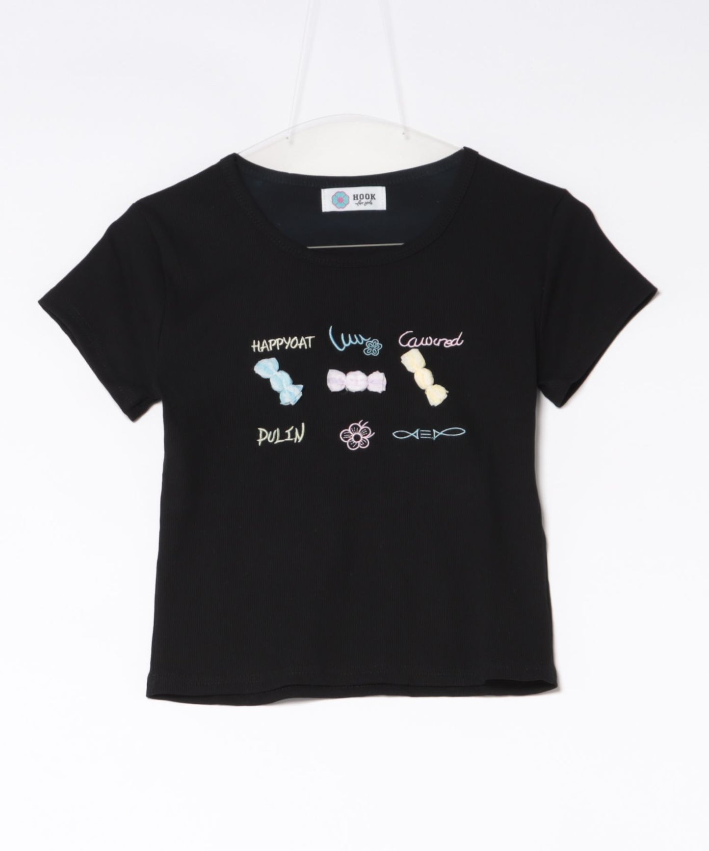 HOOK for girls リボンモチーフ刺繍 × コンパクトフィット T (SS)
