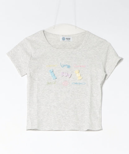 HOOK for girls リボンモチーフ刺繍 × コンパクトフィット T (SS)
