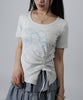 HOOK for girls リボングラフィック × サイドギャザー コンパクトストリートT