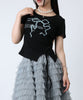 HOOK for girls リボングラフィック × サイドギャザー コンパクトストリートT