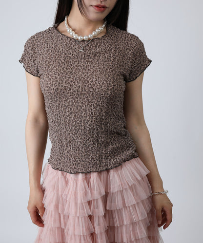 HOOK for girls バブルシフォン総柄クロップドトップス