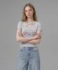HOOK for girls 胸元デザイン × ハートスタッズプリント　クロップド 半袖 Tシャツ