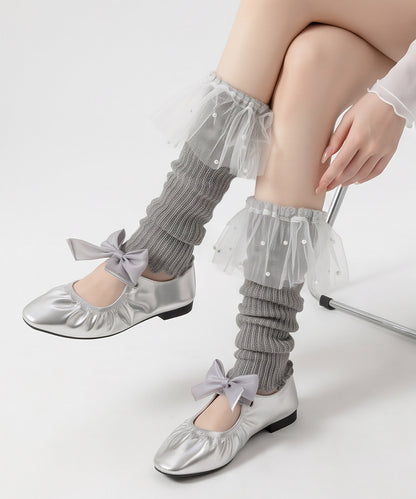 HOOK for girls くしゅくしゅ シアーニット レッグウォーマー コットン 春夏 バレエコア