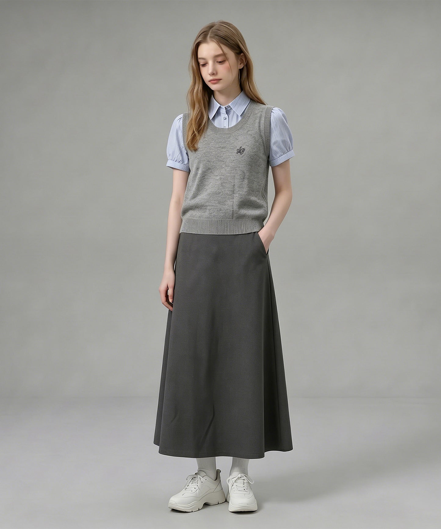 HOOK for girls ニットベスト×半袖シャツ レイヤードライクトップス