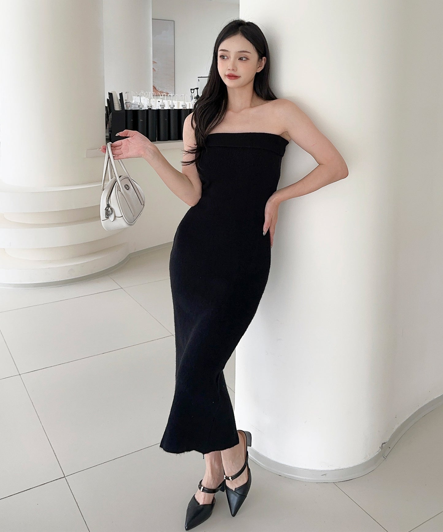 【Jasmine】ニットチューブワンピース＋ロングカーディガン