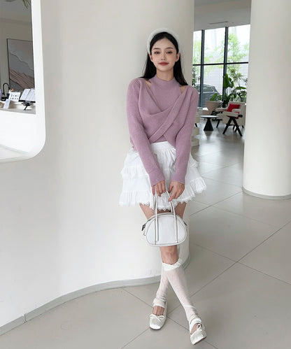 【Jasmine】ハイネック肩見せニットプルオーバー