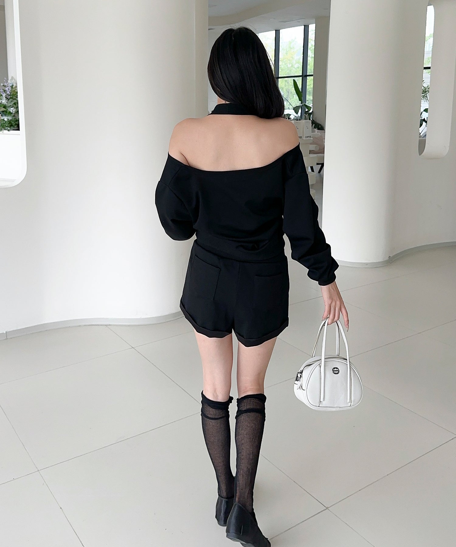 【Jasmine】肩見せスウェット+ウェットショートパンツ