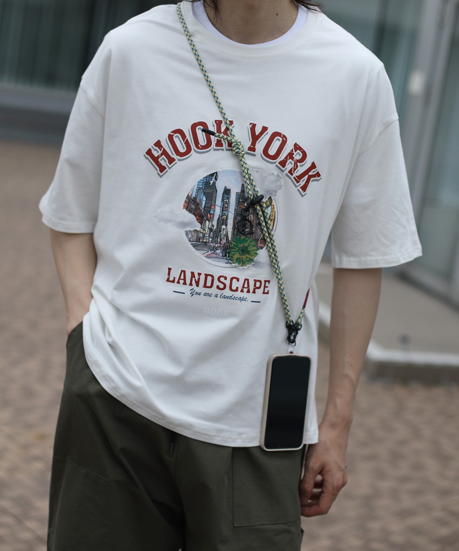 [HOOK -original-] Old clothes style urban pattern damage print short sleeve TEE