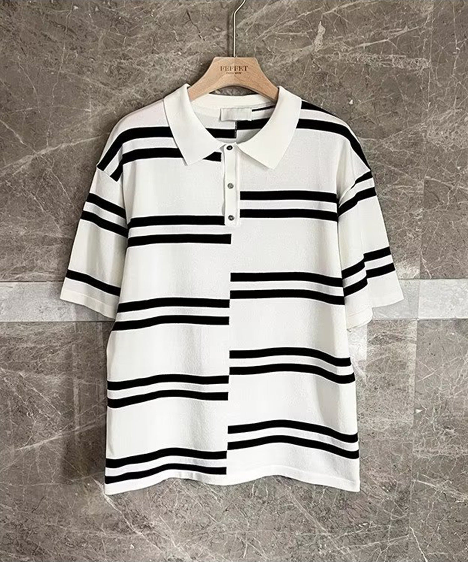[aimoha Men's] Short sleeve border summer knit polo shirt
