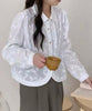 花柄フロントカットシャツブラウス